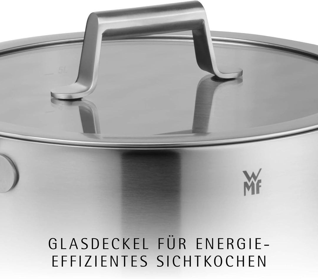 WMF Comfort Line Topfset Induktion 5-teilig, Kochtopf Set mit Glasdeckel, Cromargan Edelstahl mattie