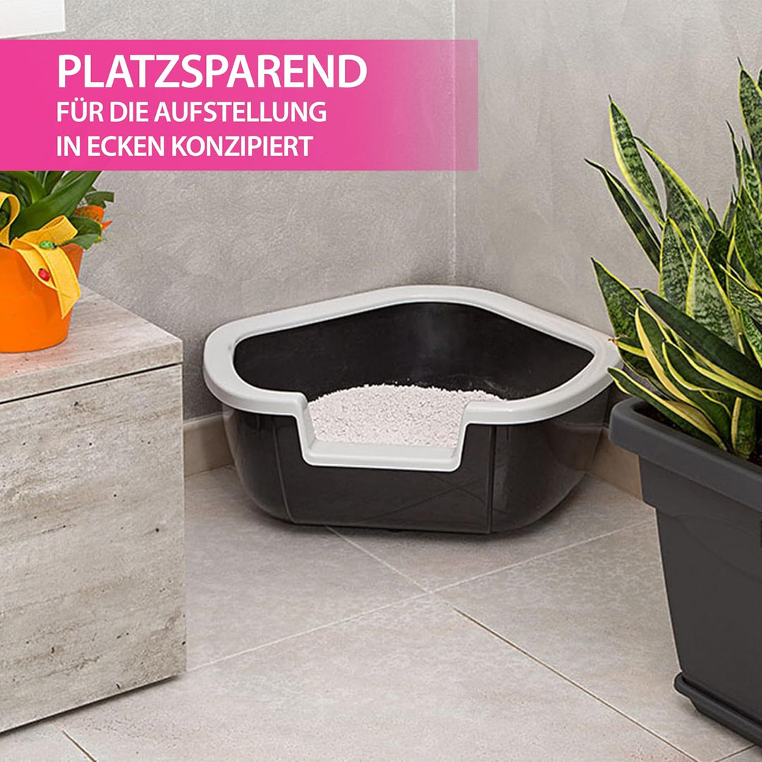 Ferplast Ecktoilette für Katzen offene Katzentoilette DAMA Eckkatzentoilette, widerstandsfähiger Kun