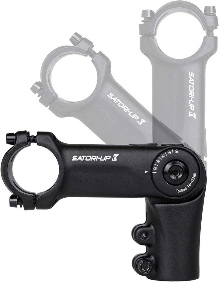 Satori UP3 Fahrradlenkerverlängerung, verstellbarer Lenkervorbau, 3,8 cm x 31,8 mm x 65 mm/90 mm/110