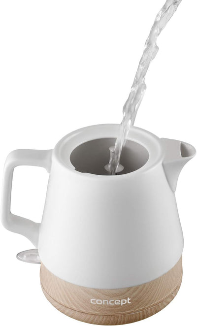 CONCEPT Hausgeräte Keramik Wasserkocher RK0060 1 L, 1200, 1 Liter, weiss Single, Single