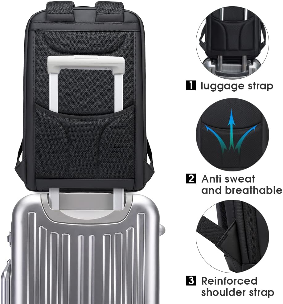 BANGE Business-Smart-Rucksack, wasserdicht, 39,6 cm (15,6 Zoll), Laptop-Rucksack mit USB-Ladeanschlu