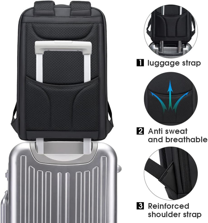 BANGE Business-Smart-Rucksack, wasserdicht, 39,6 cm (15,6 Zoll), Laptop-Rucksack mit USB-Ladeanschlu