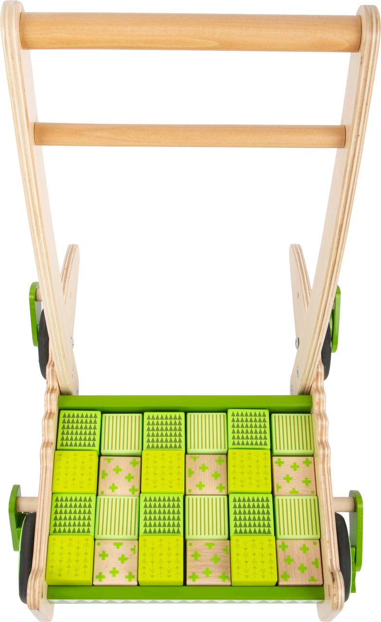 small foot Lauflernwagen Krokodil aus Holz, mit Bremssystem und Bauklötzen, mit gummierten Rädern ,
