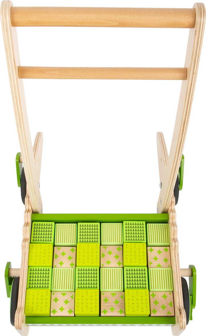 small foot Lauflernwagen Krokodil aus Holz, mit Bremssystem und Bauklötzen, mit gummierten Rädern ,