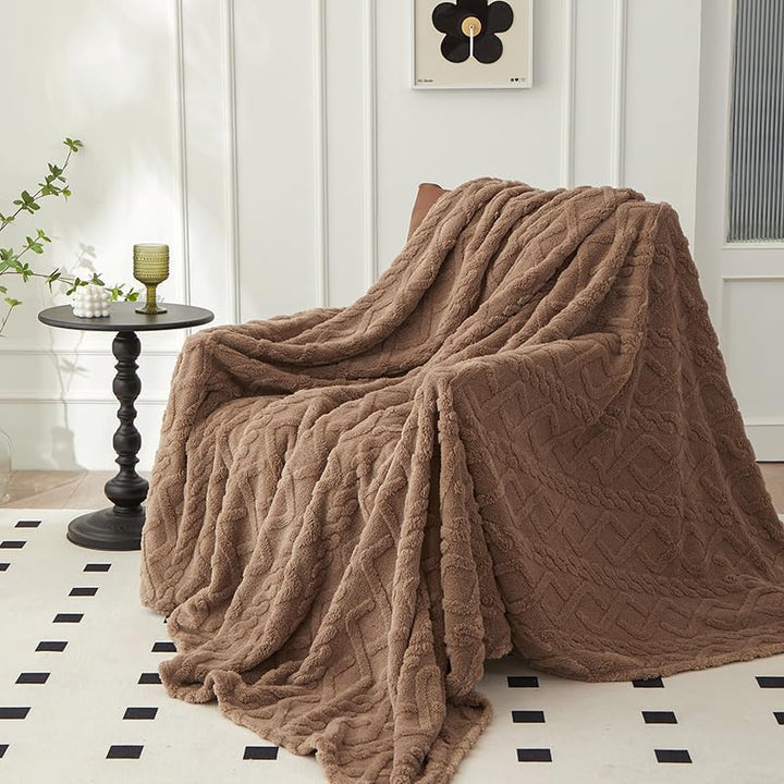 WONGS BEDDING Kuscheldecke 150x200 Wohndecke Lammdecke Flauschige Weiche Sofadecke Fleecedecke Couch
