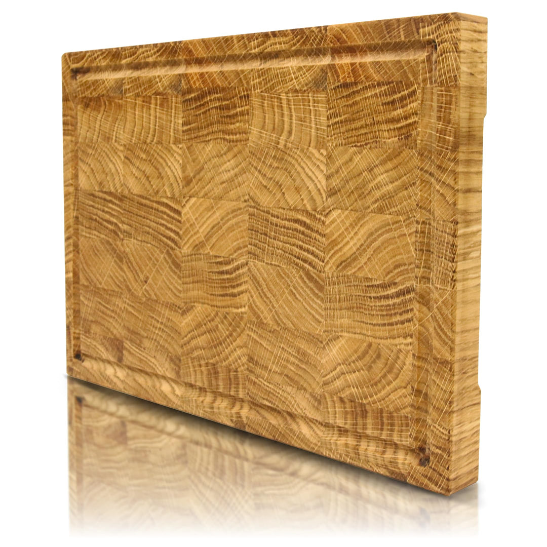 holz4home® Schneidebrett S aus Eichenholz I Stirnholz Würfelmuster Echtholz Brett I Hackbrett Steakb