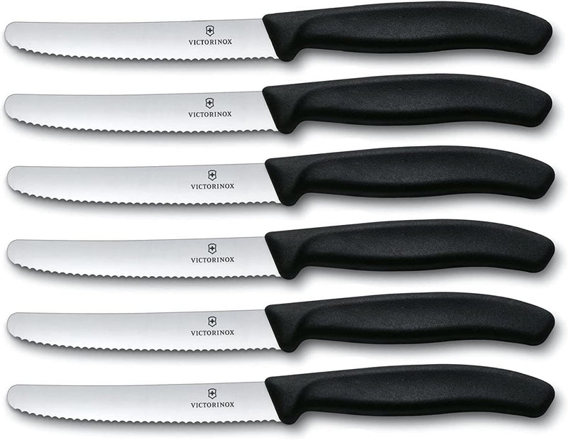 Victorinox Messer-Set 6 Stück mit Wellenschliff (Rostfrei, Edelstahl, Spülmaschinengeeignet)