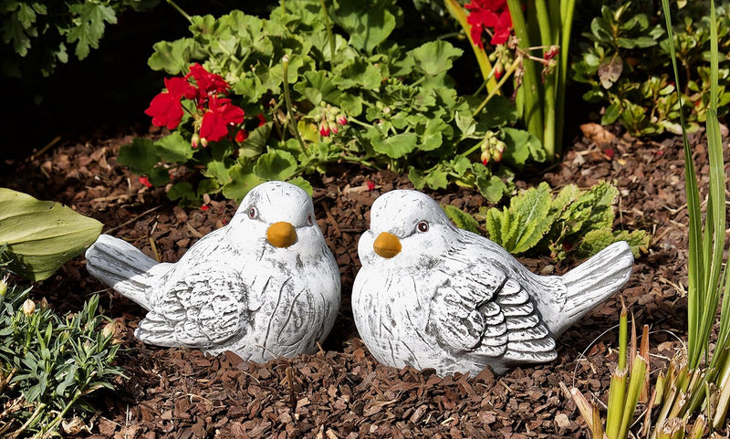 stoneandstyle Steinfigur 2 Vögel im Set, massiver Steinguss, Frost- und wetterfest