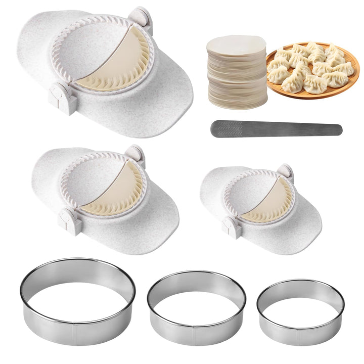 Dumpling Maker & Empanadas Maker Set - 3 Grössen Ravioli Former + Dough Cutter + Edelstahl Fülllöffe