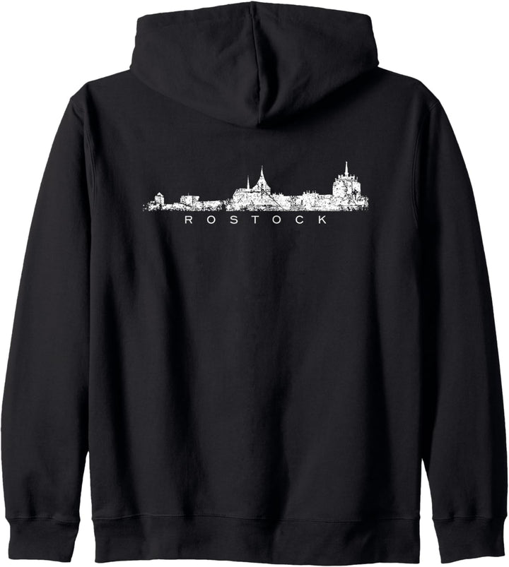 Rostocker Skyline (Vintage Weiss) Rostock Kapuzenjacke