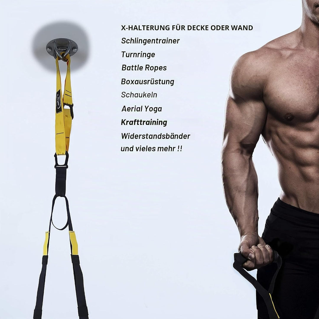 STRYSER Maxbolt Wand-Deckenhalterung Wandhalterung in X für Sling Trainer Schlingentrainer Turnringe