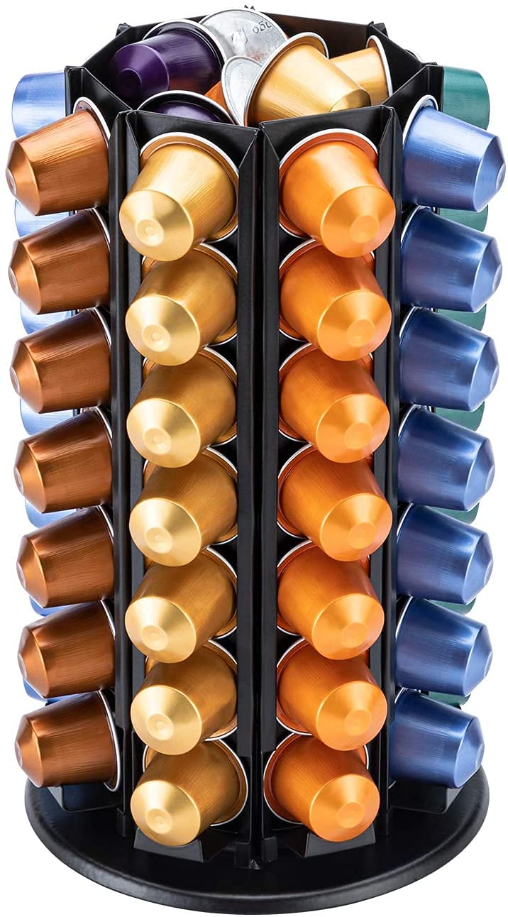 Bagoo Kaffee Kapselhalter für Nespresso 360-Grad-Drehung mit Zentraler Zusätzlicher Pod-Aufbewahrung