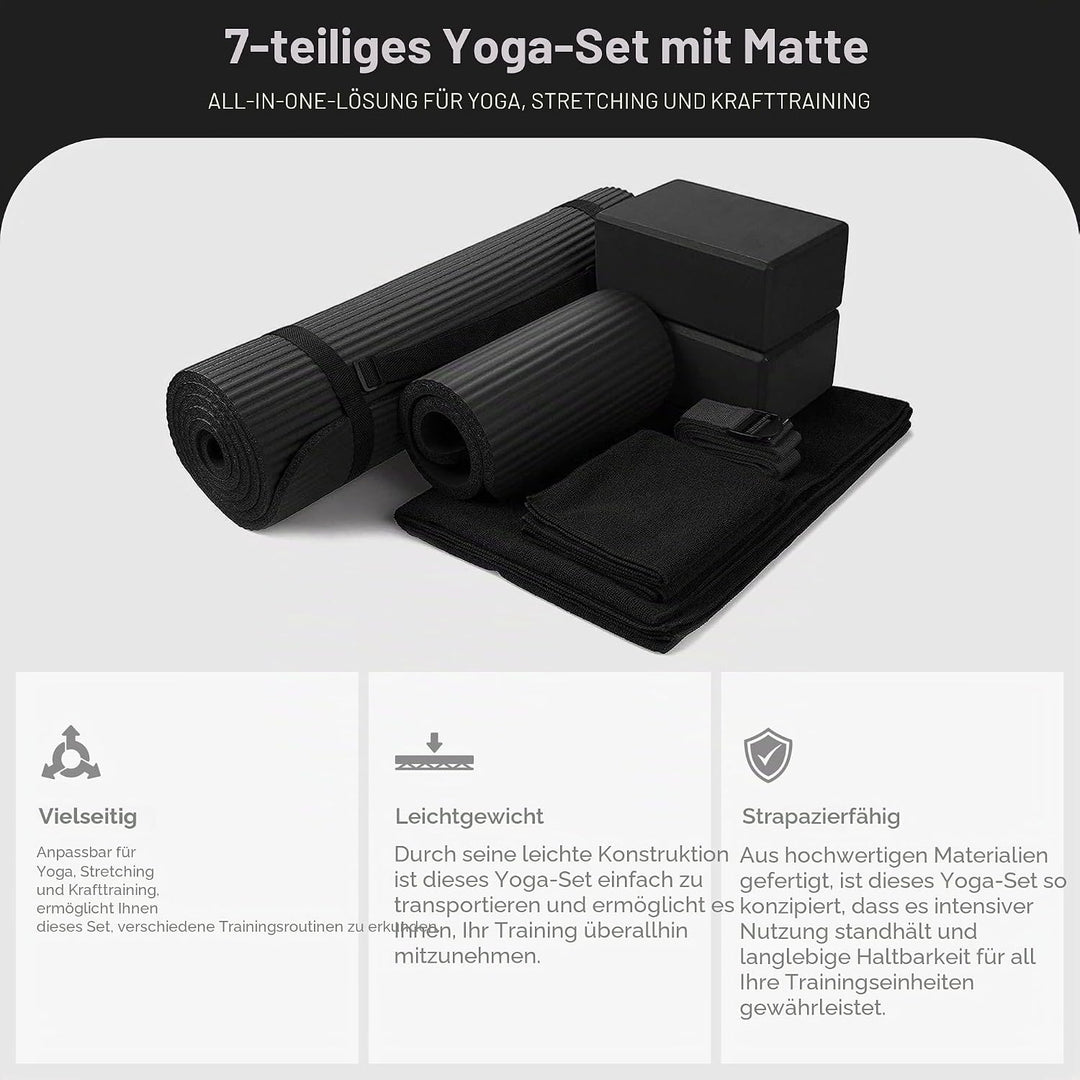 'BalanceFrom GoYoga 7-Piece Set - Include Yoga Mat with Carrying Strap, 2 Yoga Blocks, Yoga Mat Towe