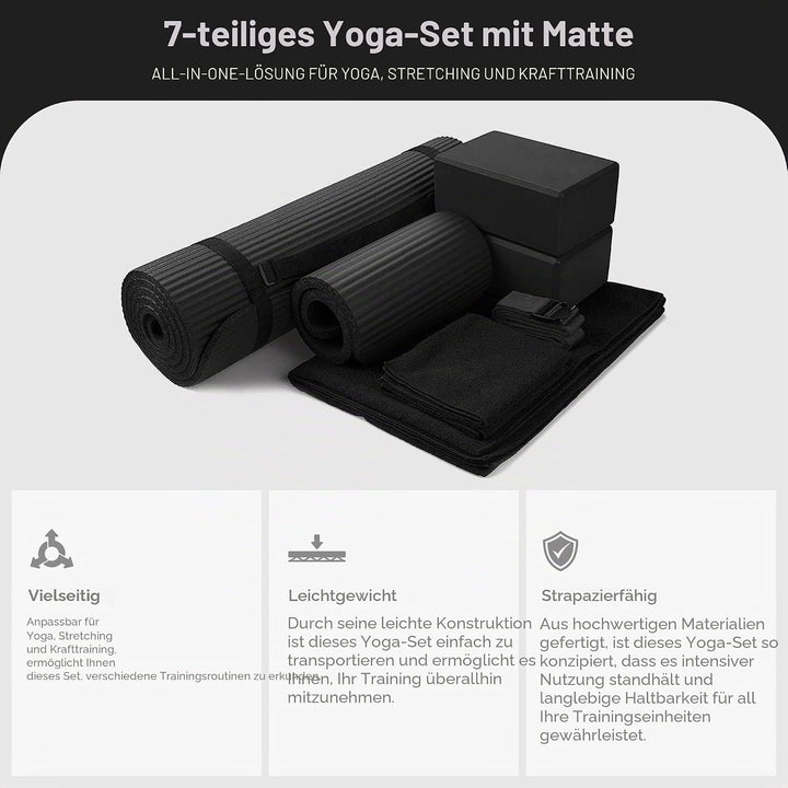 'BalanceFrom GoYoga 7-Piece Set - Include Yoga Mat with Carrying Strap, 2 Yoga Blocks, Yoga Mat Towe