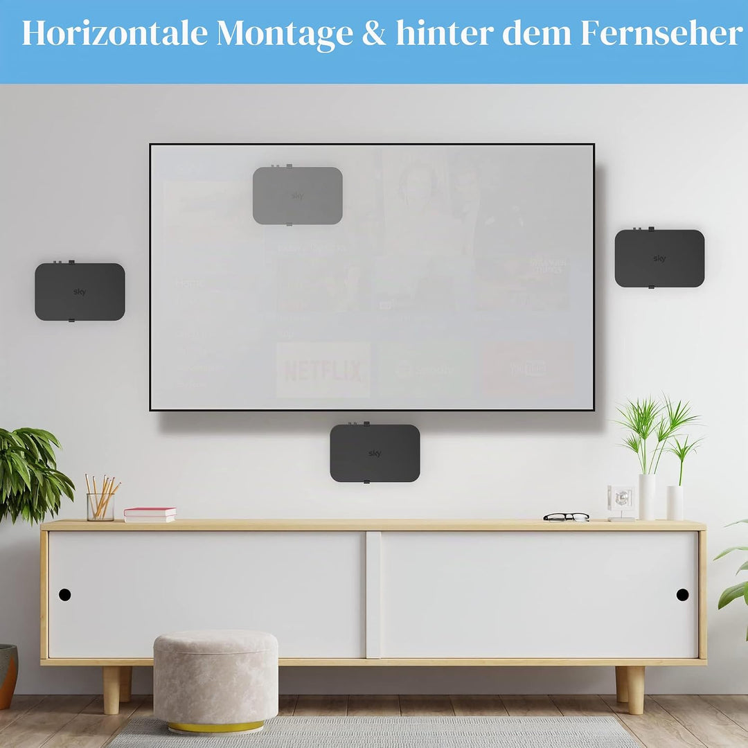 Sky Q Wandhalterung mit Befestigungselementen - Cozycase Sky Q Box Clip Halterung hinter TV für 1TB/