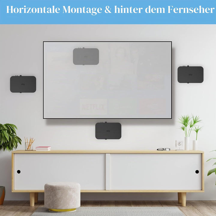 Sky Q Wandhalterung mit Befestigungselementen - Cozycase Sky Q Box Clip Halterung hinter TV für 1TB/