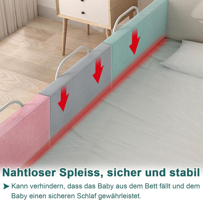 VA-Cerulean Rausfallschutz Bett, Boxspringbett Bettgitter Höhenverstellbar 40-60 cm, Flachs Bettschu