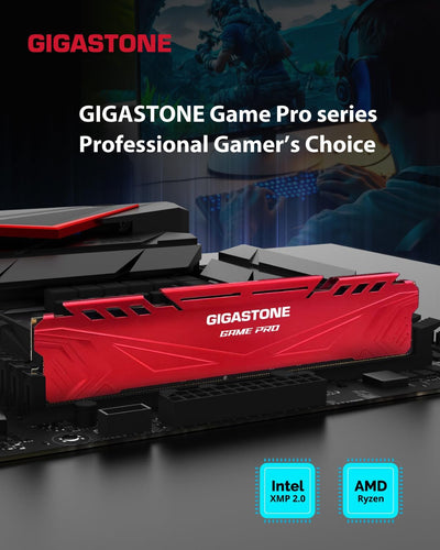 [DDR4 RAM ] Gigastone Red Game PRO Desktop RAM 32GB (2x16GB) DDR4 Ram 32GB DDR4-3200 MHz PC4-25600 C