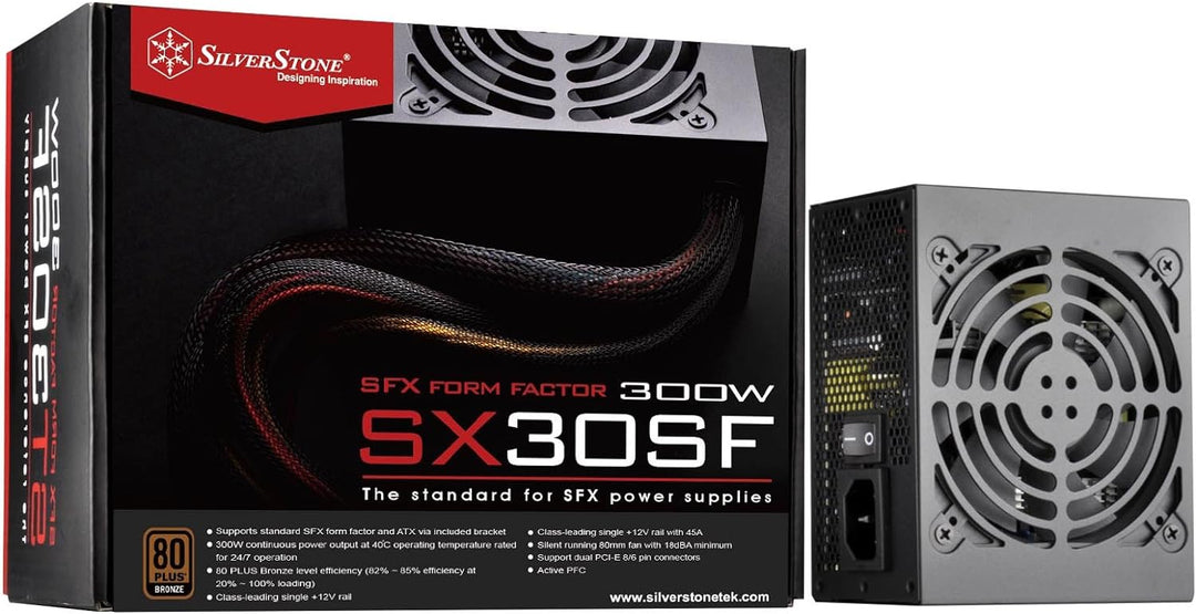 SilverStone SST-ST30SF v 2.0 - SFX Serie, 300W 80 Plus Bronze flüsterleises PC-Netzteil mit 92 mm-Lü