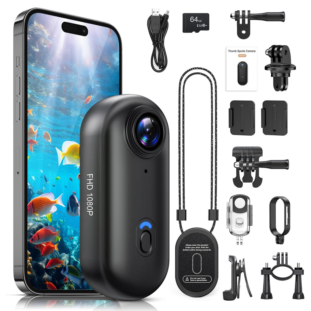 Action Cam, Mini-Actionkamera, Bodycam 120°-Weitwinkel, wasserdicht bis 30 m, freihändige POV, 150 M