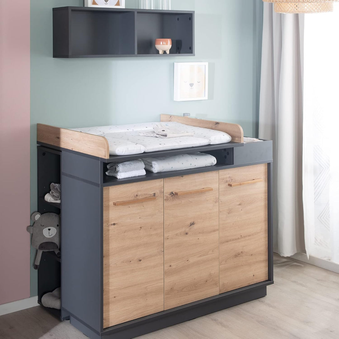 roba Seitenregal, Regal für Babyzimmer, Standregal für Kinderzimmer, anthrazit, Holz