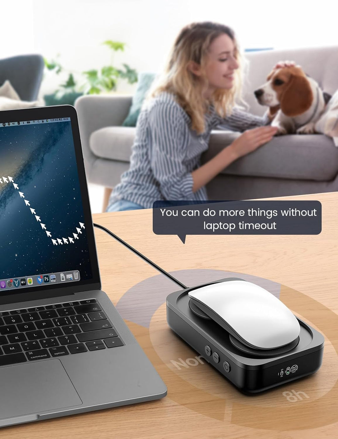 Mouse Jiggler,Mausbeweger, USB mechanischer Mausschüttler mit Intervall-Timer, Keine Notwendigkeit,