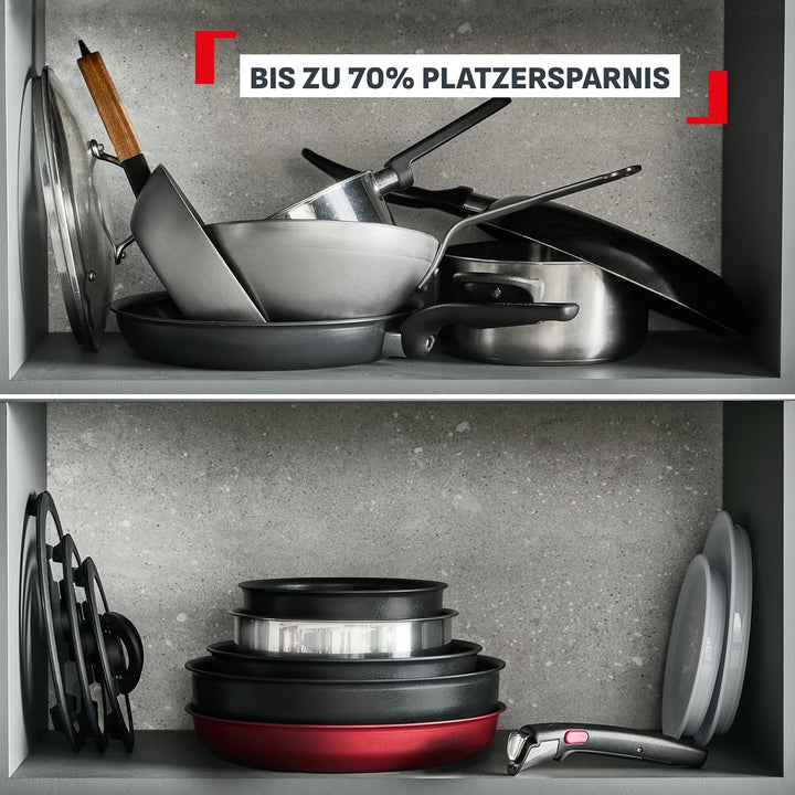 Tefal Ingenio Comfort Max 20-tlg. Kochgeschirr-Set, Titanium Antihaftversiegelung, stapelbar, platzs