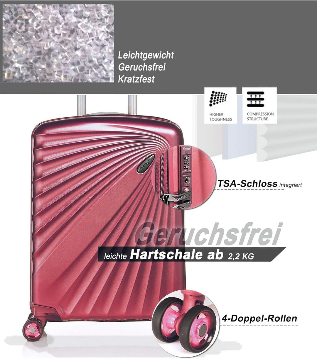 ABISTAB VERAGE Leichter Hartschalen-Koffer Handgepäck TSA integriert S-M-L-Set von Kinetic, 4 Rollen