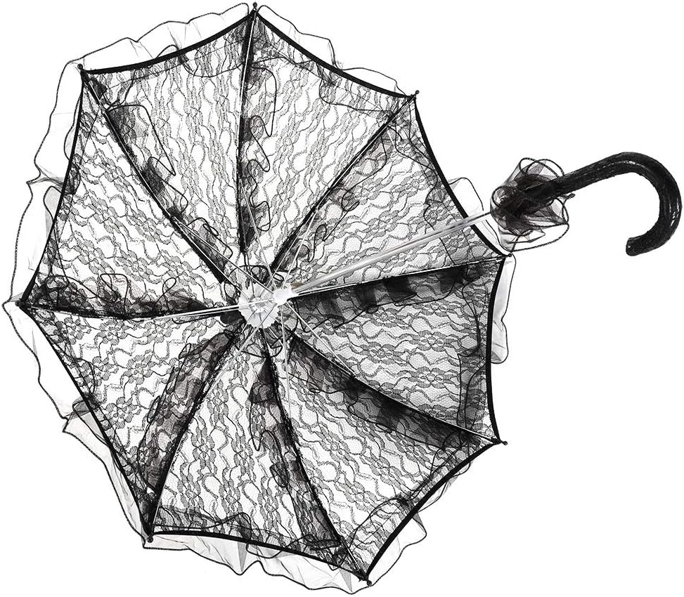 Verrückter Bridal Lace Cotton Umbrella, Blume Bestickt Regenschirm für Hochzeitsfeiern Tanzen Fotogr