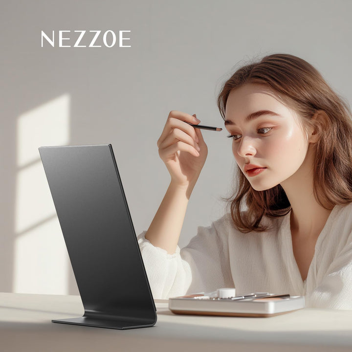 NEZZOE Rechteckiger Schminkspiegel für den Schreibtisch, 12 Zoll Aluminium Tischspiegel, Thekenspieg