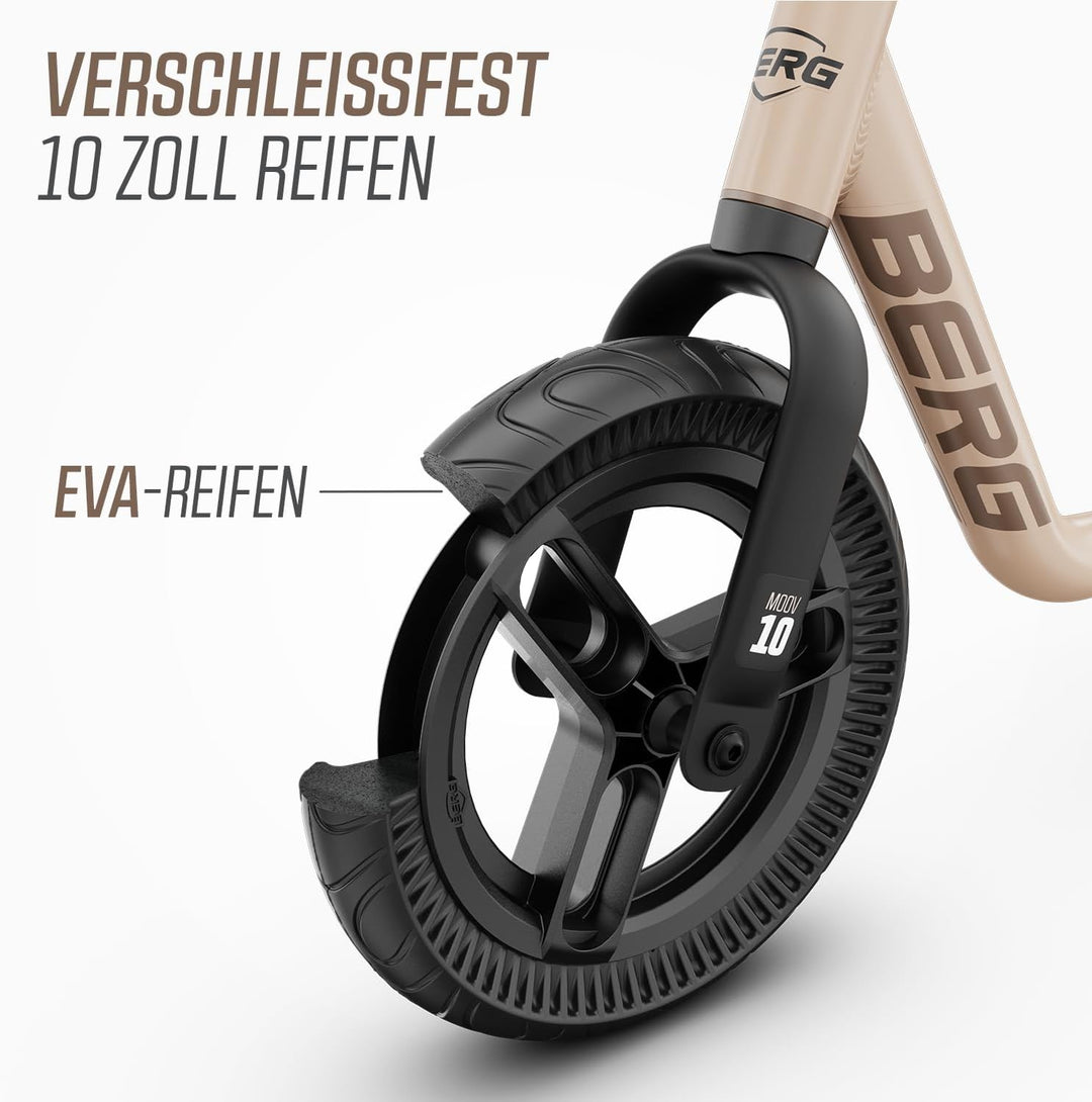 BERG MOOV 10 Laufrad | ab 2 jahre | bis zu 30 kg | 10 Zoll | Lenkrad und Sattel Höhenverstellbar | S