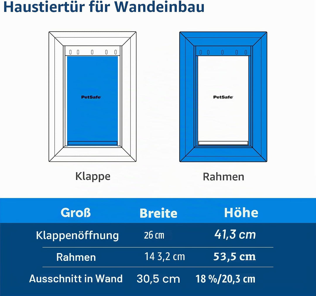 PetSafe Haustiertür für Hunde und Katzen, mit Teleskop-Tunnel, Weiss, gross Weiss L, Weiss L