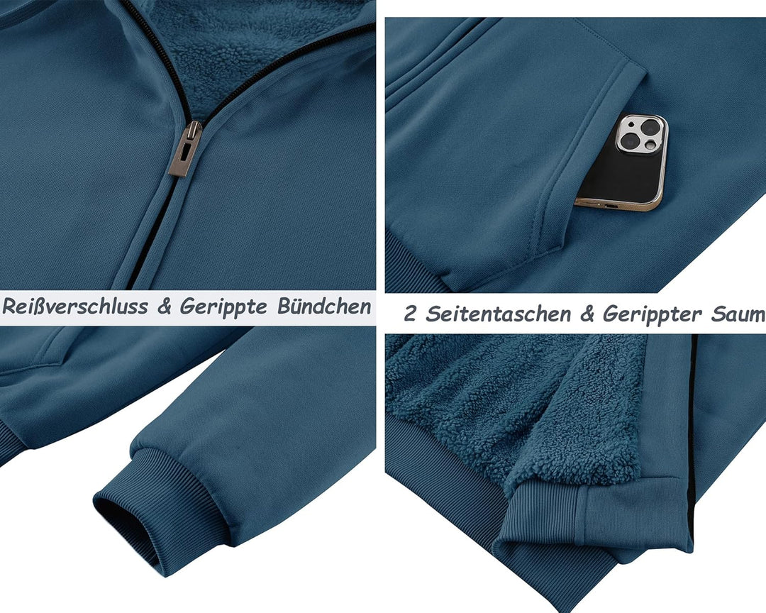 SwissWell Hoodies Herren Gefütterte Sweatjacke mit Kapuze Winter Jacke Reissverschluss Warmer Fleece