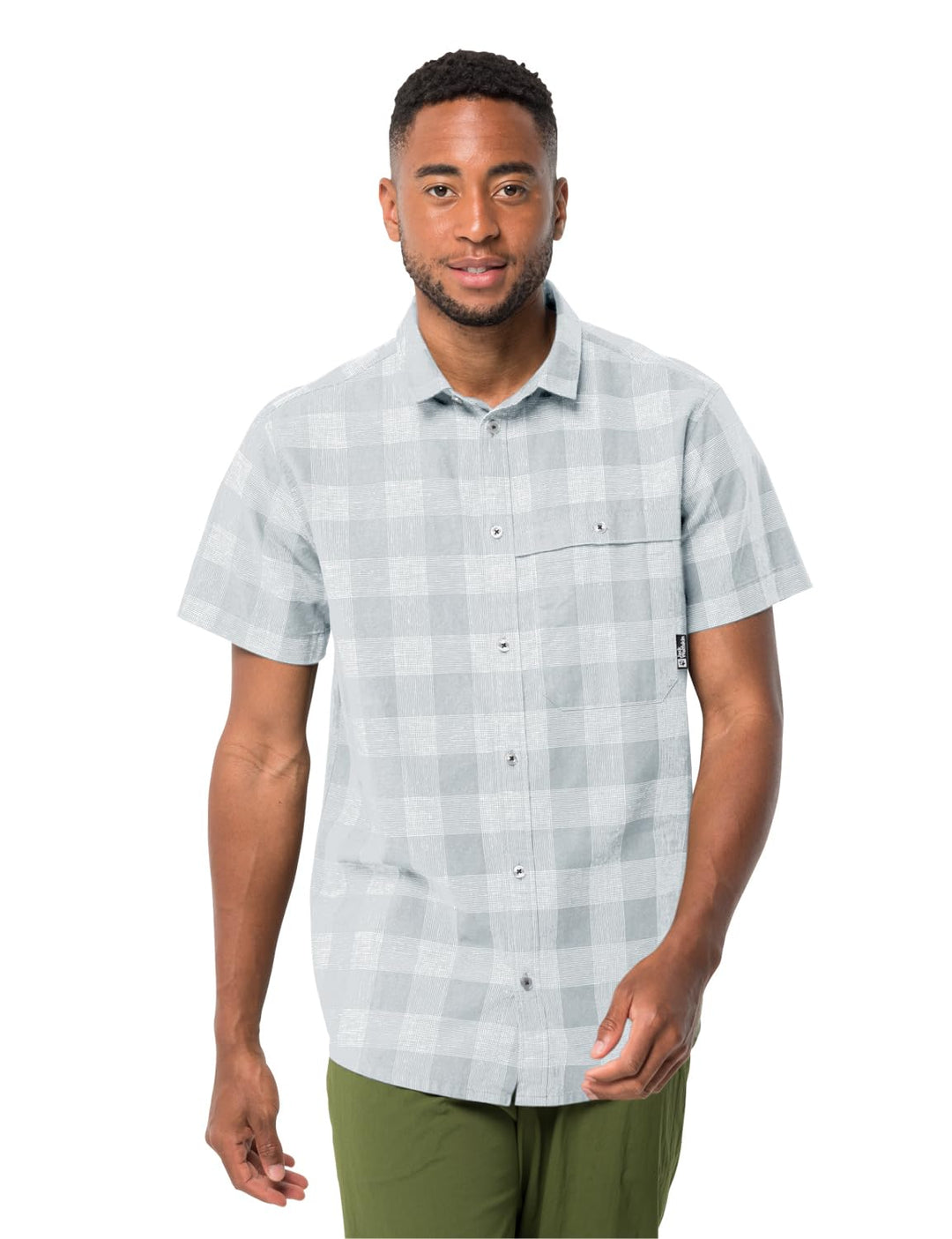 Jack Wolfskin Herren Highlands M Shirt Shortsleeve M Soft Blue Check, M Soft Blue Check