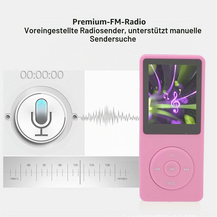 8 GB MP3 MP4 Player, Tragbarer Musik Player mit 1,8 Zoll TFT HD Bildschirm, Sportmusik Player mit Ko