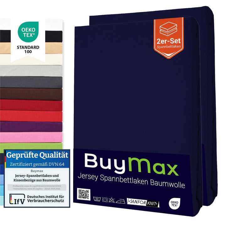 Spannbettlaken 90x200cm Doppelpack 100% Baumwolle Spannbetttuch Bettlaken Jersey, Matratzenhöhe bis