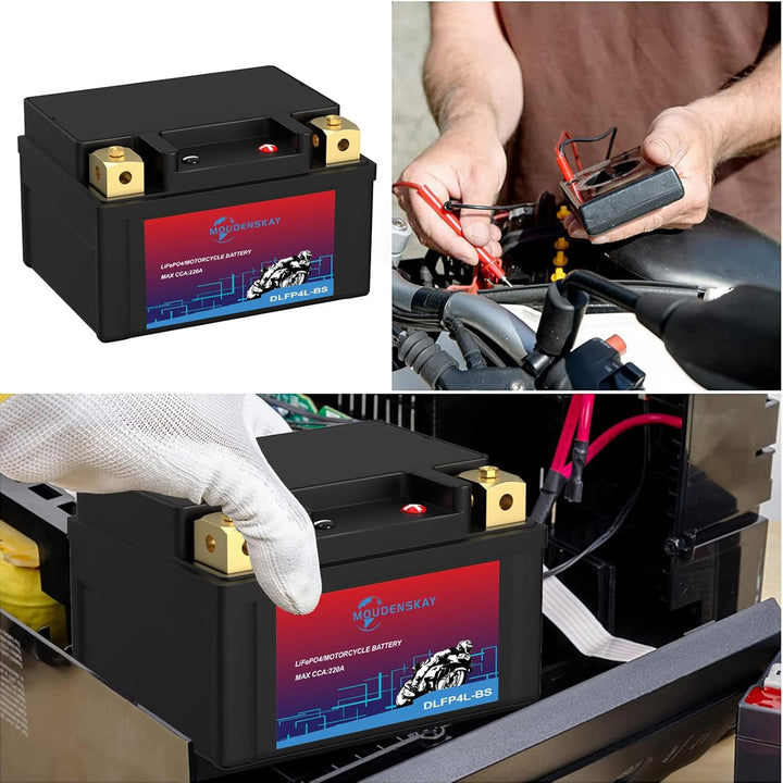Lithium Motorrad Batterie 12V Lithium Powersports Batterie mit BMS,YTX4L-BS 2.5AH 200~220CCA LiFePO4
