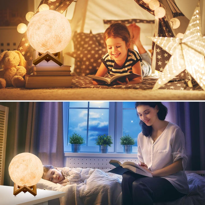 3D Mondlampe LED, 16 RGB Farben, Touch-Steuerung &amp; USB-Aufladung | Dimmbares Nachtlicht für Kinderzi