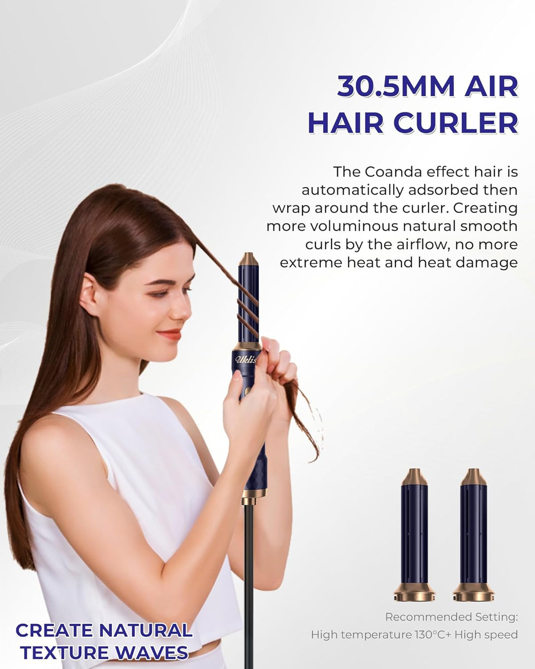 UKLISS 6 in 1 Hairstyler, Haarstyler & Haartrockner Set mit Warmluft Lockenbürste Automatisch, Hair