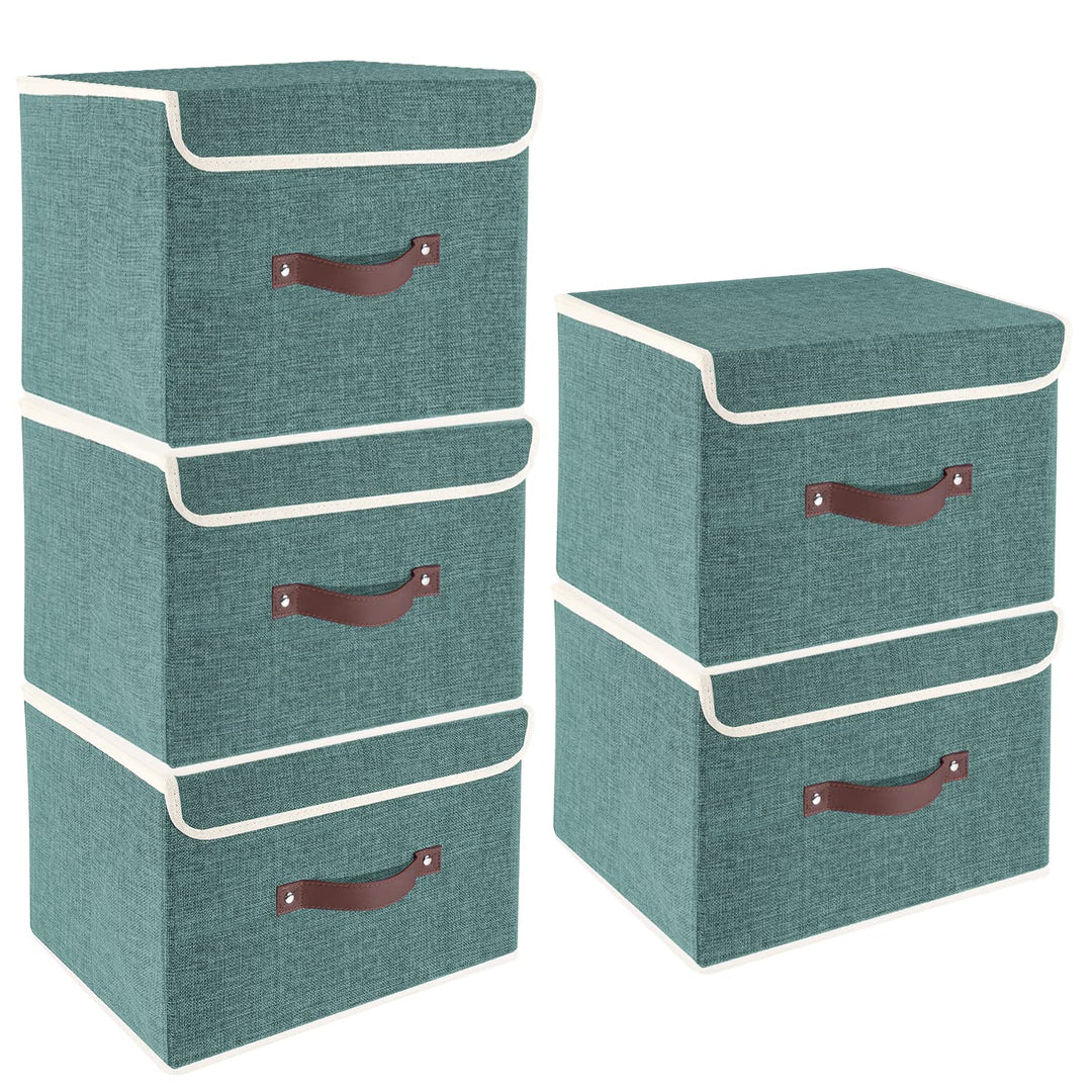 TYEERS Faltbare Aufbewahrungsbox mit Deckel, Stoff, Waschbare, Kisten Aufbewahrung mit Deckel, 38x25