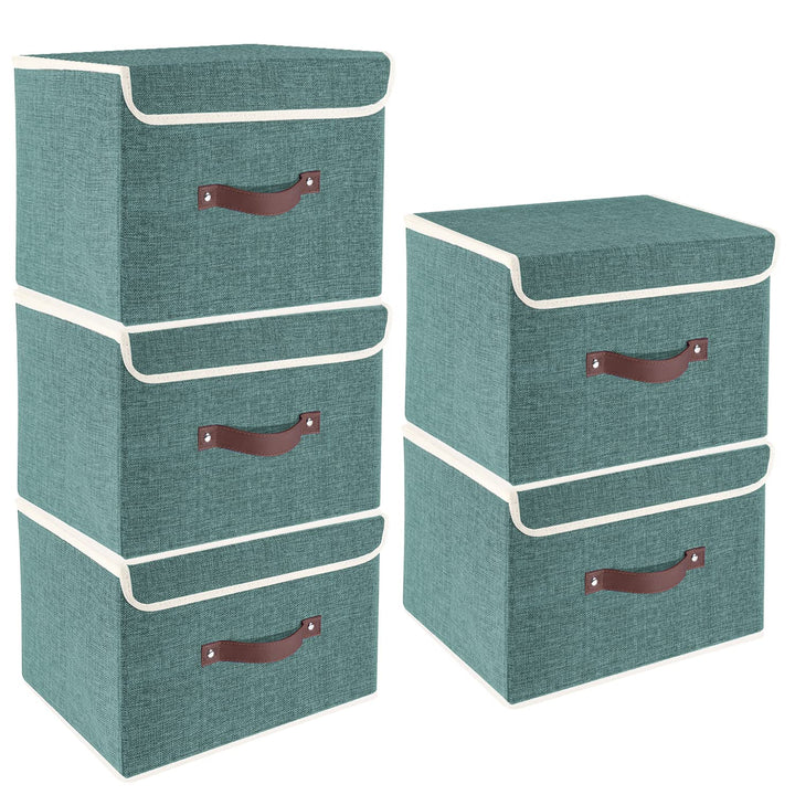TYEERS Faltbare Aufbewahrungsbox mit Deckel, Stoff, Waschbare, Kisten Aufbewahrung mit Deckel, 38x25