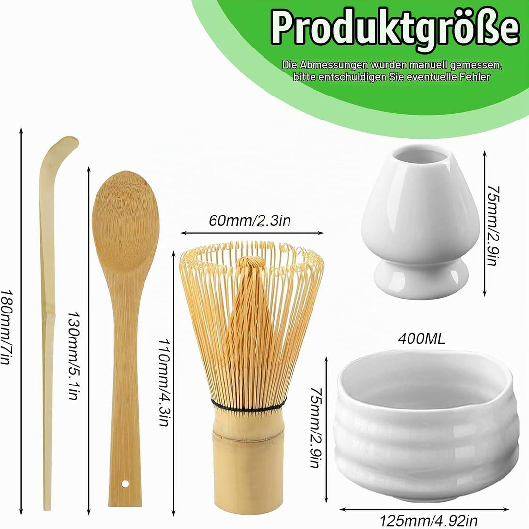5 Stück Matcha Tee set, Matcha set mit Matcha Besen, Matcha Schale aus Keramik, Bambusbesen Matcha B