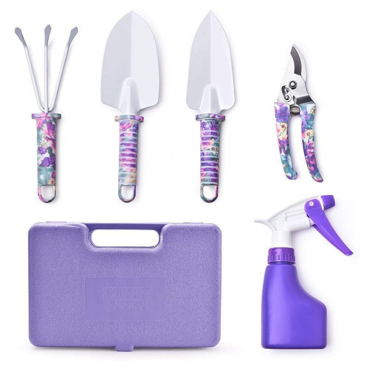 SANDAFI Gartengerät Set,5 Stücke Garten Werkzeug Set für Outdoor und Bakonpflanzen mit Koffer Garten