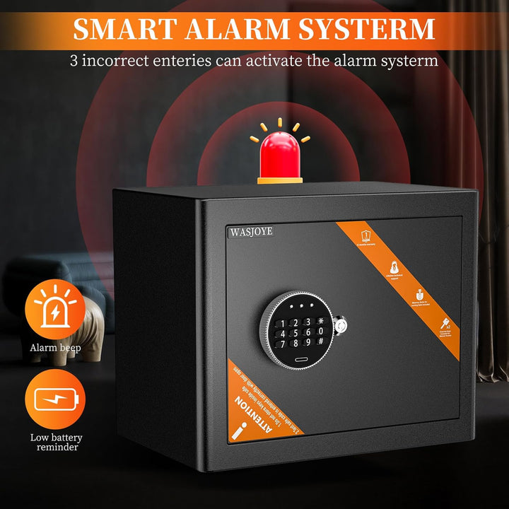 WASJOYE Mini Safe Tresor MöBeltresor Klein, Tresor mit Schlüssel, Kinder mit Zahlenschloss,Elektroni