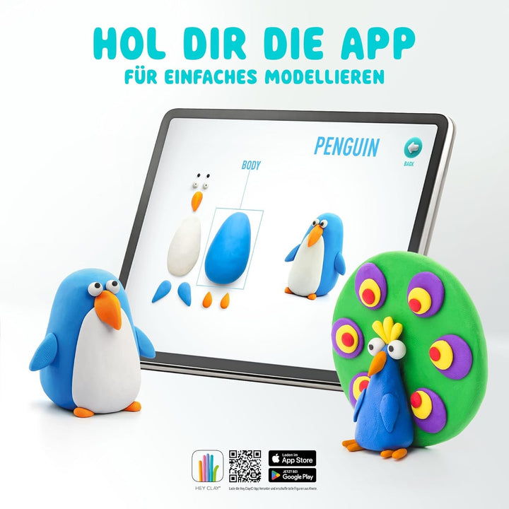 HEY CLAY - 15 Dosen lufttrocknende Knete für Kinder ab 3 Jahren - Kreatives Bastelset - Modelliermas