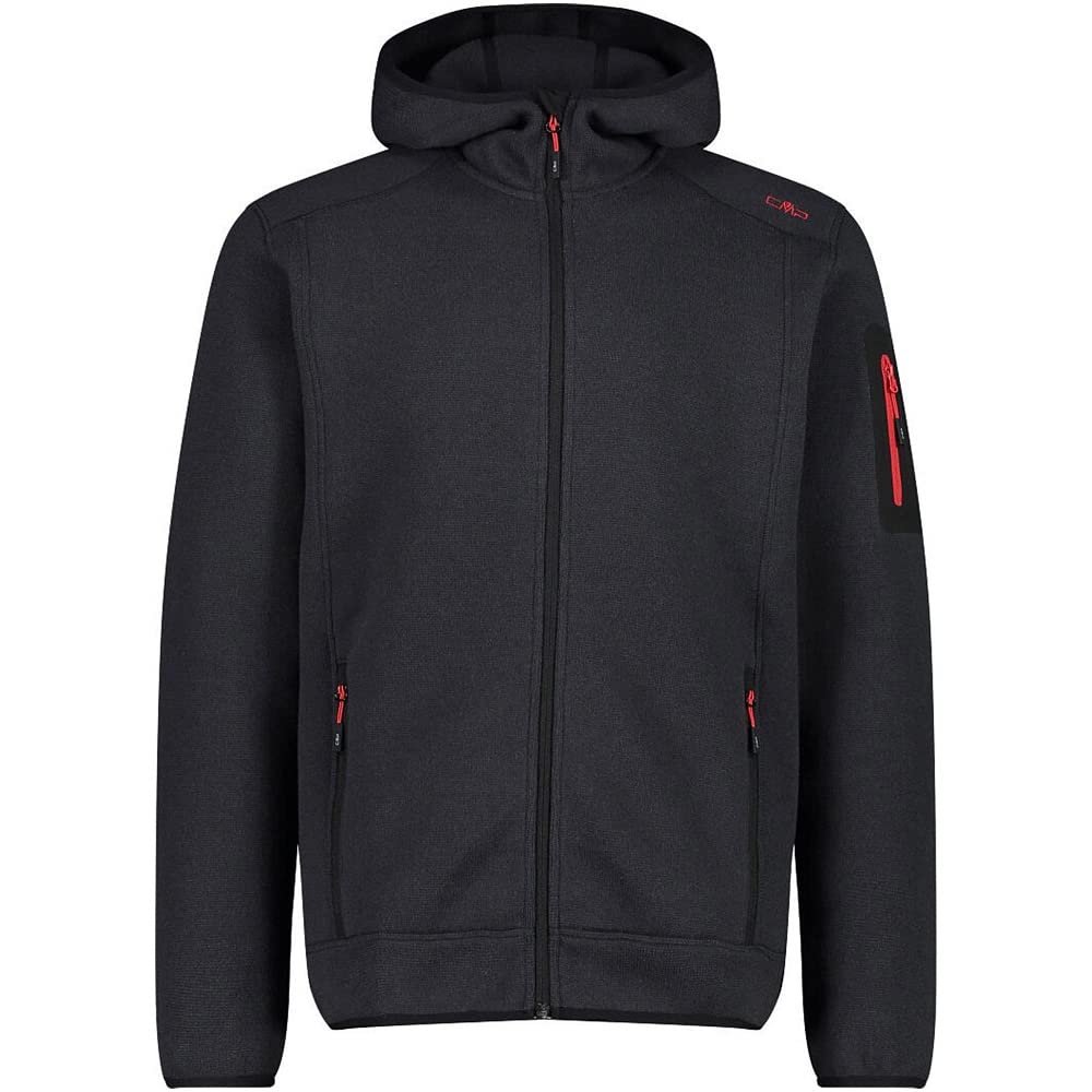 CMP Herren Herren-knit-tech-jacke mit Fester Kapuze MAN JACKET FIX HOOD 56 Anthrazit-Ferrari, 56 Ant