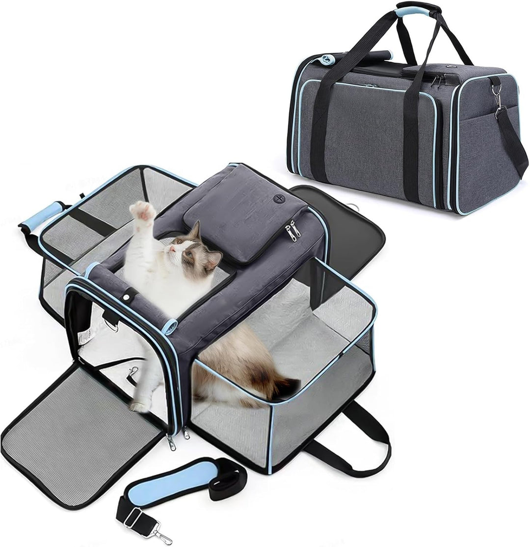 PETCUTE Faltbare Transporttasche Katze und Hund,Katzentransportbox Hundetragetasche mit Waschbare Ma