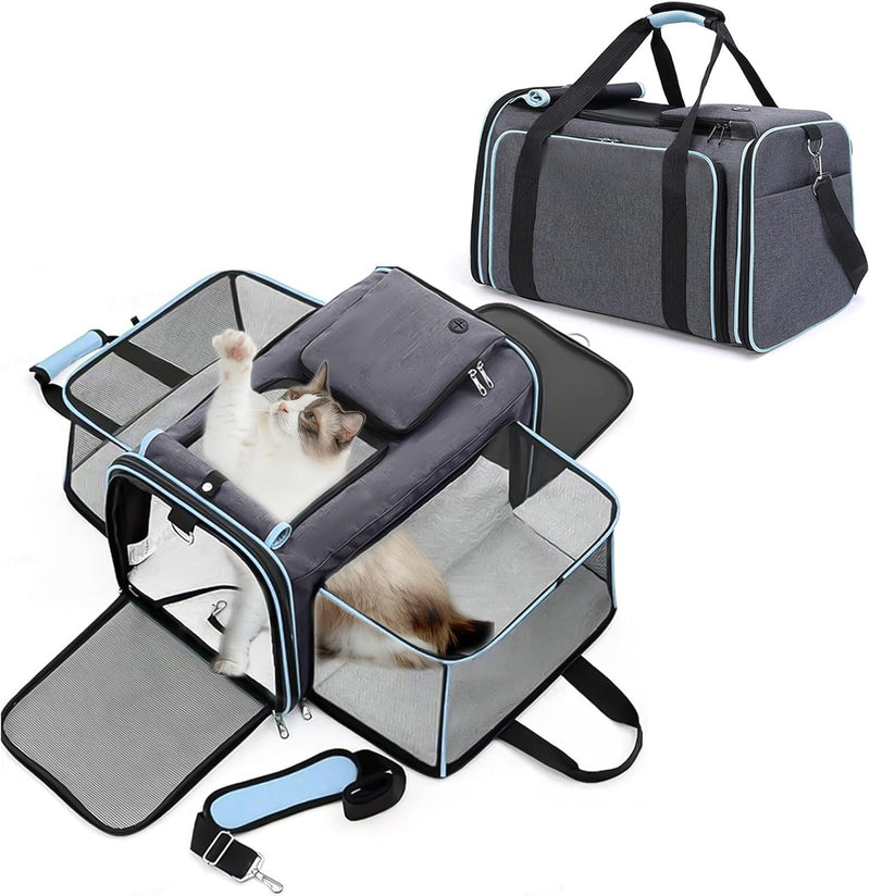 PETCUTE Faltbare Transporttasche Katze und Hund,Katzentransportbox Hundetragetasche mit Waschbare Ma