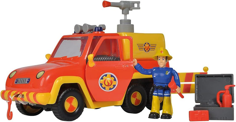 Simba - Feuerwehrmann Sam - Pick-Up Venus & Polizeimotorrad - 2 Figuren - Wasserstrahl- und Soundfun