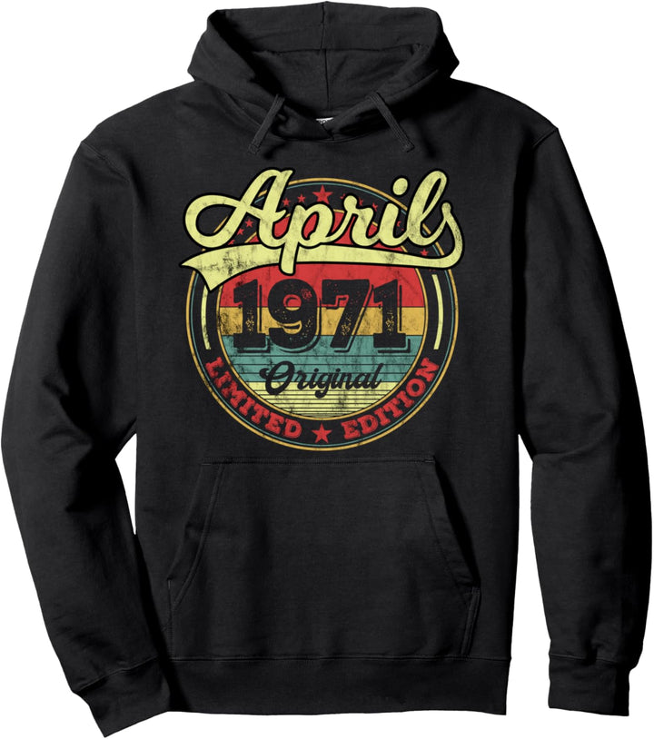 April 1971 50. Geburtstag Männer Frauen Retro Vintage Pullover Hoodie